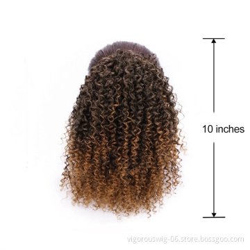 Wholesale Synthetic Short Drawstring Ponytail Messy Hairpieces Afro Kinky Curly Hair Extensions For Black White Women